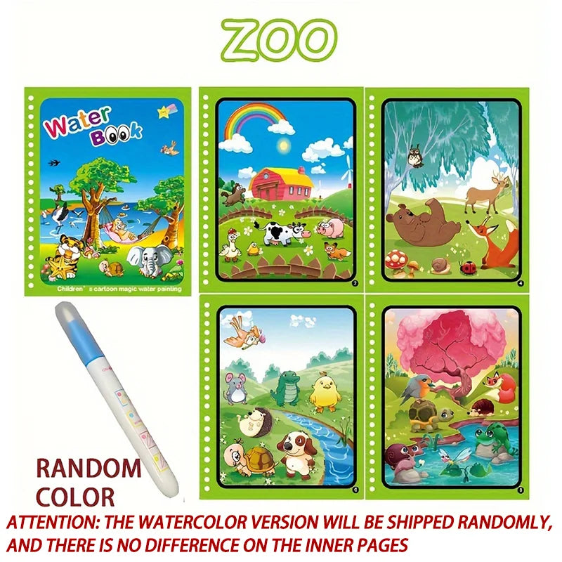 Magic Water Drawing Book for Kids - Reusable Mess-Free Coloring Book | 5 Fun Themes