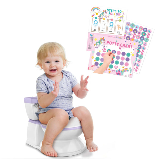 Kids Potty Training Toilet with Realistic Flush Sound – Dinosaur & Unicorn, BPA-Free