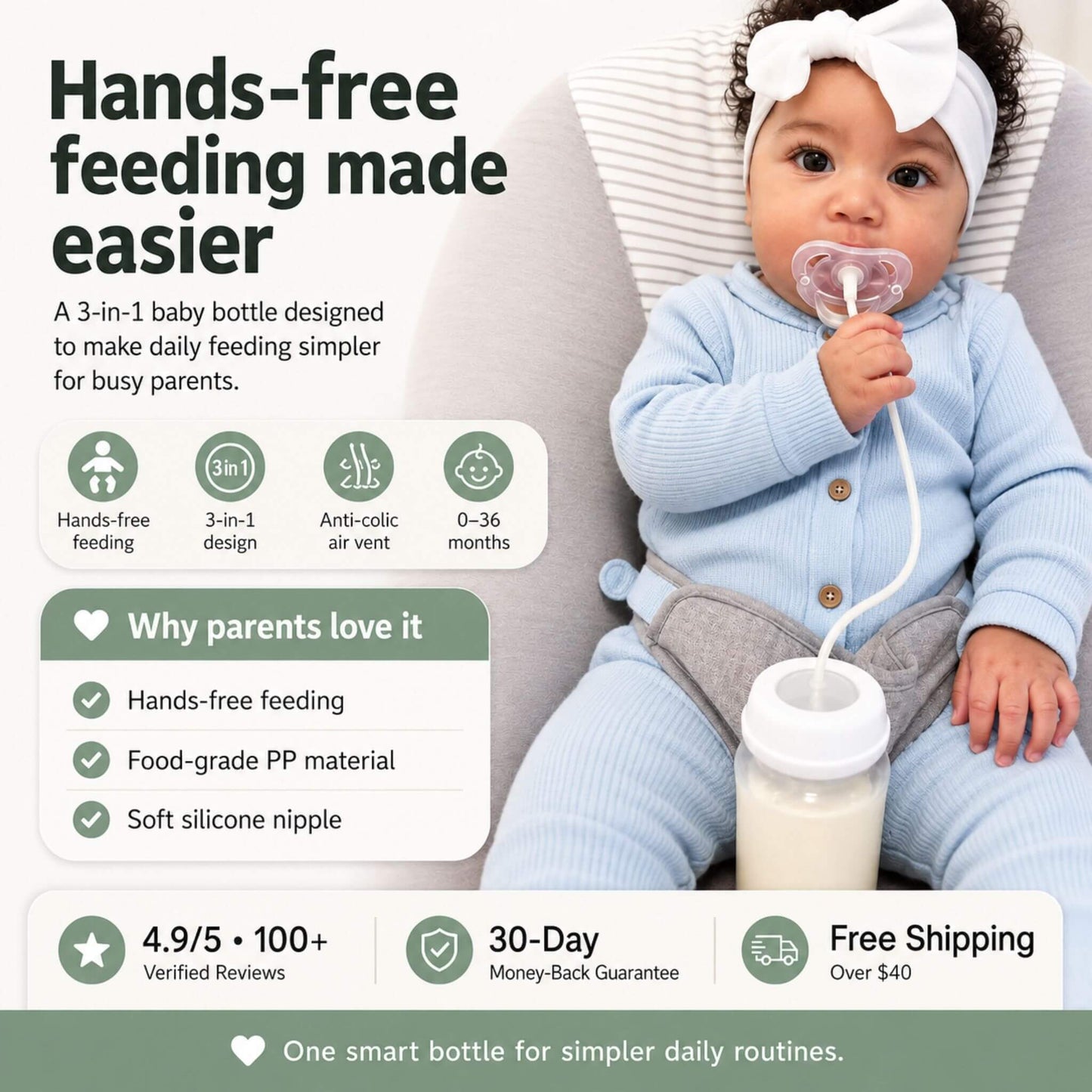 FreeFlow™ Hands-Free Baby Bottle