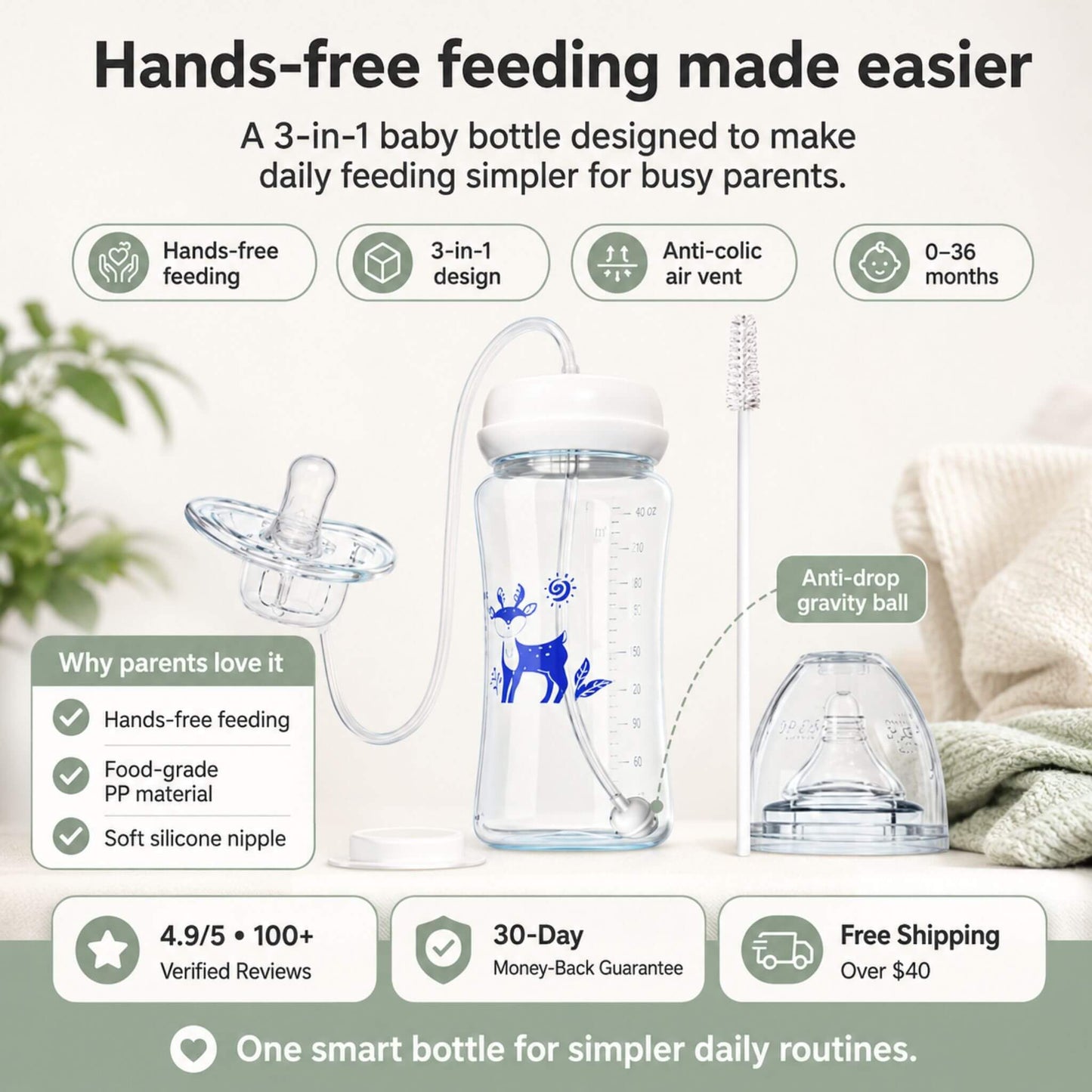 FreeFlow™ Hands-Free Baby Bottle