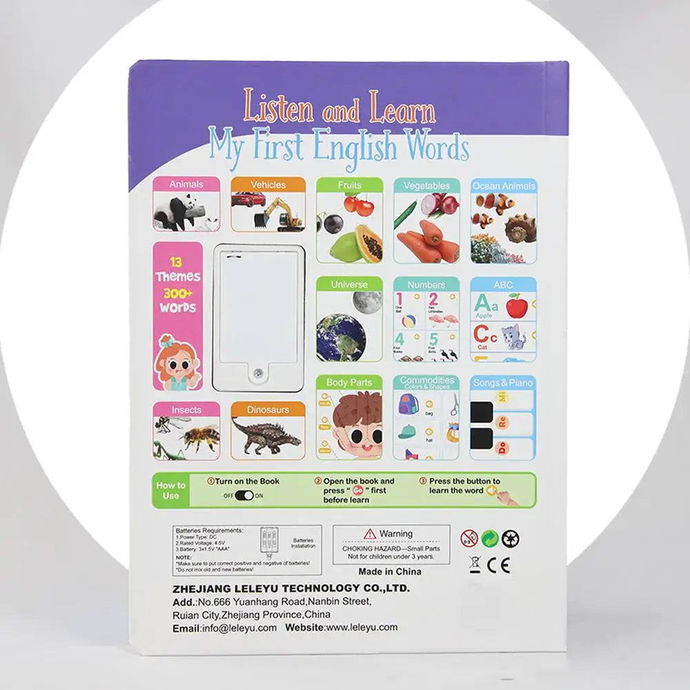Kids English Sound Book — 300+ Words, Songs & Quiz Mode | Ages 1–6
