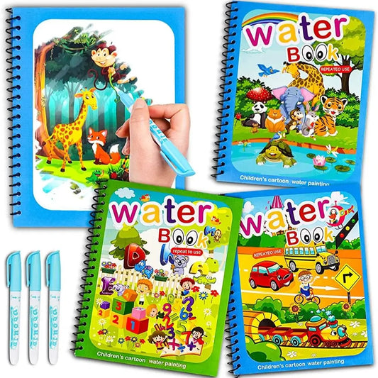 Magic Water Drawing Book for Kids - Reusable Mess-Free Coloring Book | 5 Fun Themes