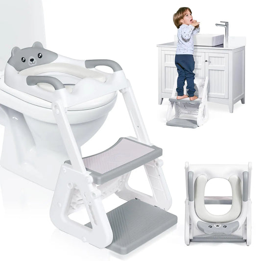 2-in-1 Potty Training Seat with Step Stool – Height Adjustable, Splash Guard & Non-Slip