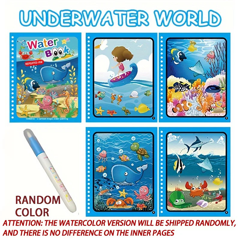 Magic Water Drawing Book for Kids - Reusable Mess-Free Coloring Book | 5 Fun Themes