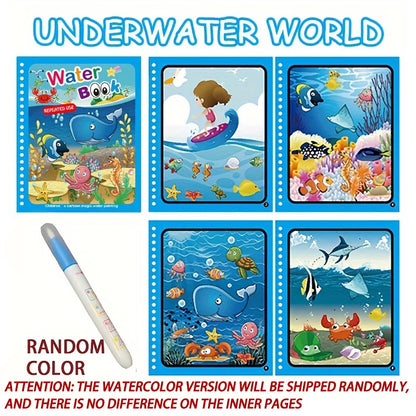 Magic Water Drawing Book for Kids - Reusable Mess-Free Coloring Book | 5 Fun Themes