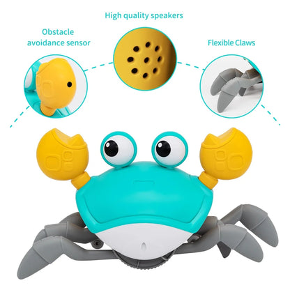 Interactive Crawling Crab Toy – Infrared Sensor, Music & Lights for Kids Ages 3–6