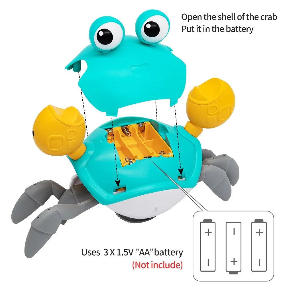 Interactive Crawling Crab Toy – Infrared Sensor, Music & Lights for Kids Ages 3–6