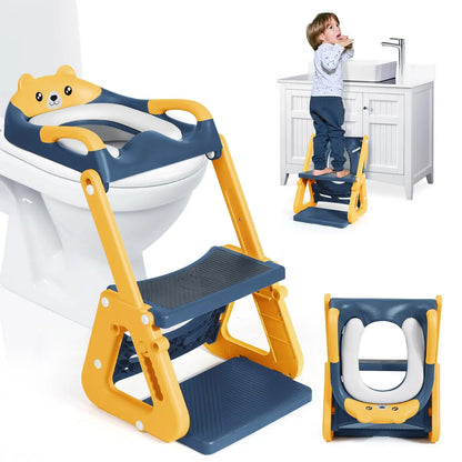 2-in-1 Potty Training Seat with Step Stool – Height Adjustable, Splash Guard & Non-Slip