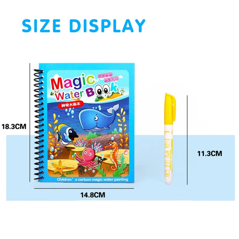 Magic Water Drawing Book for Kids - Reusable Mess-Free Coloring Book | 5 Fun Themes