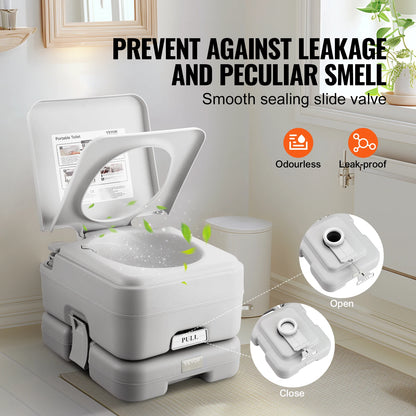 Portable Camping Toilet with Flushing – 5.2 Gal, Leak-Proof, 95 Flushes, Carry Bag Included