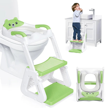 2-in-1 Potty Training Seat with Step Stool – Height Adjustable, Splash Guard & Non-Slip