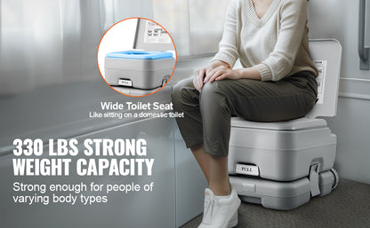Portable Camping Toilet with Flushing – 5.2 Gal, Leak-Proof, 95 Flushes, Carry Bag Included