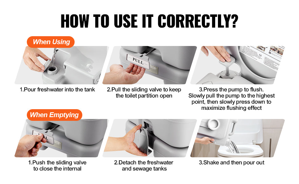 Portable Camping Toilet with Flushing – 5.2 Gal, Leak-Proof, 95 Flushes, Carry Bag Included