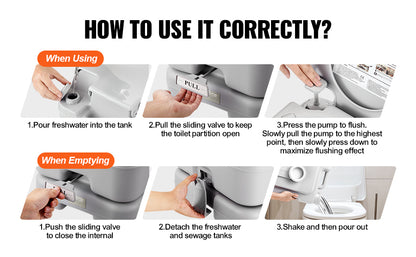 Portable Camping Toilet with Flushing – 5.2 Gal, Leak-Proof, 95 Flushes, Carry Bag Included